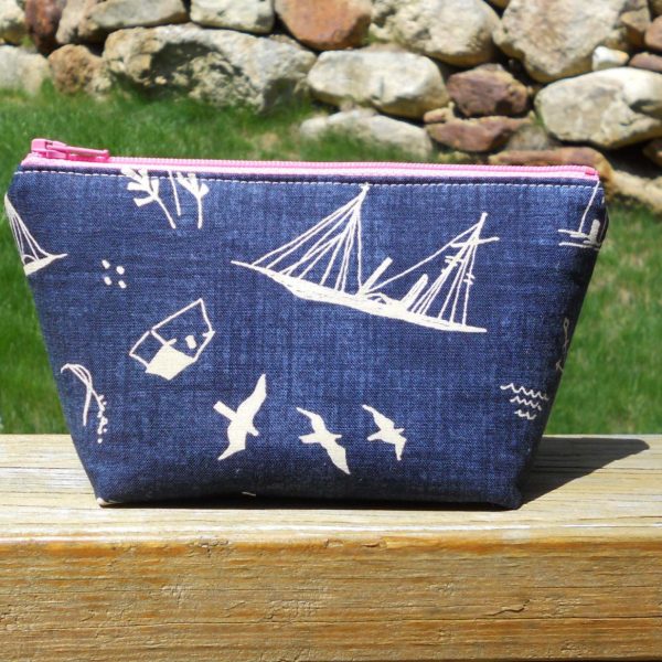 Extra Small Makeup Bag, Schooner, Schooner Makeup Bag, Nautical Makeup