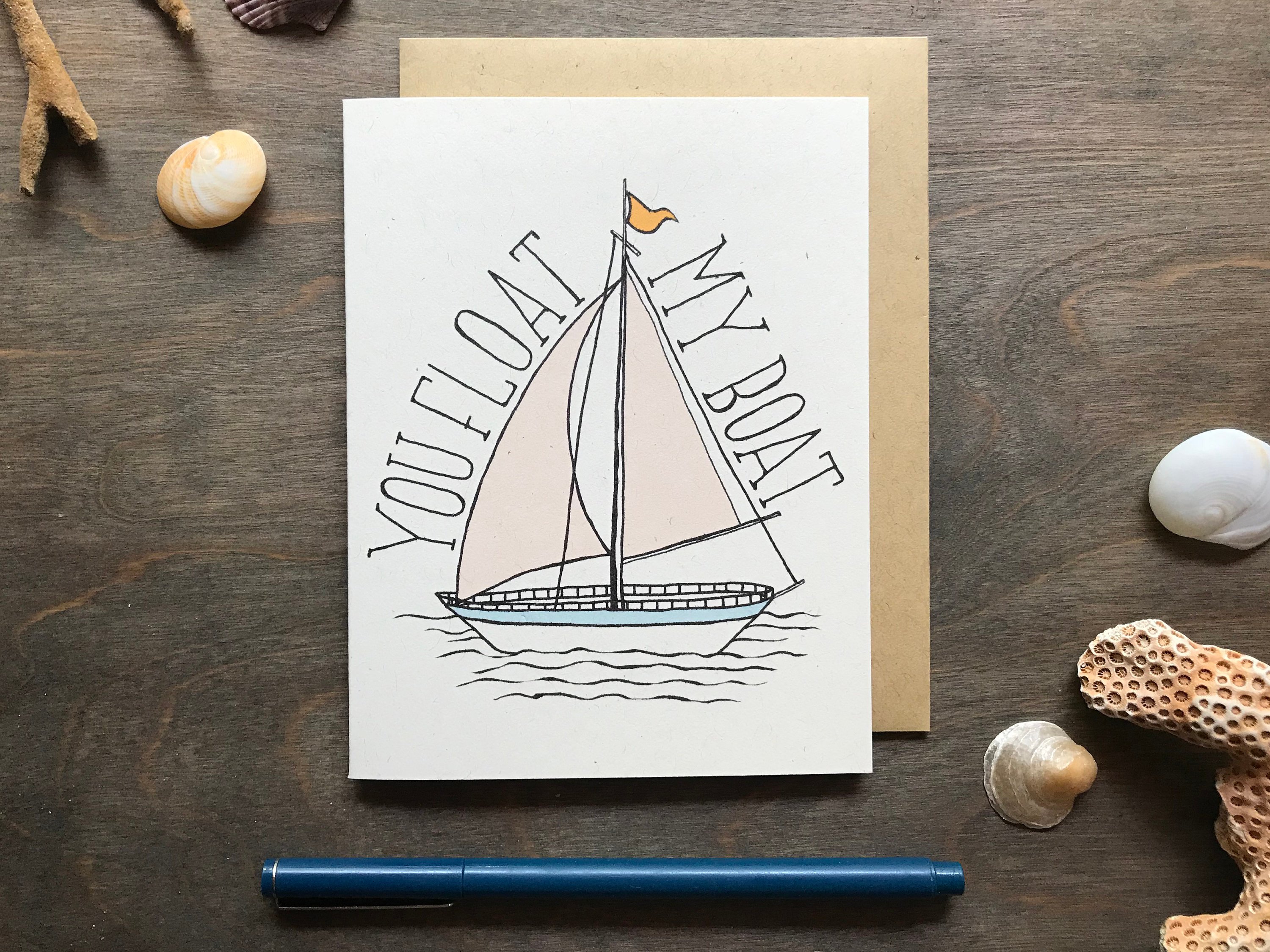 Boat Cards, Ocean Print, Love You Cards, Friendship Gift, You Float My