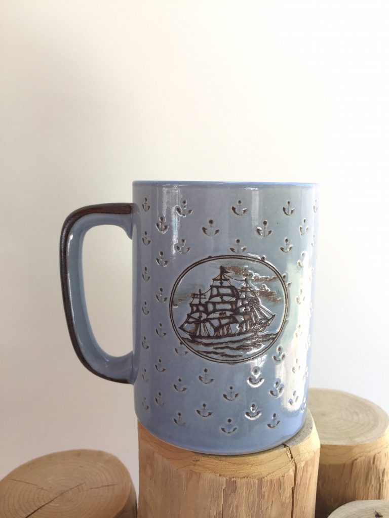 Vintage Tall Ship Mug Vintage Sailing Mug Coastal Mug Schooner Mug
