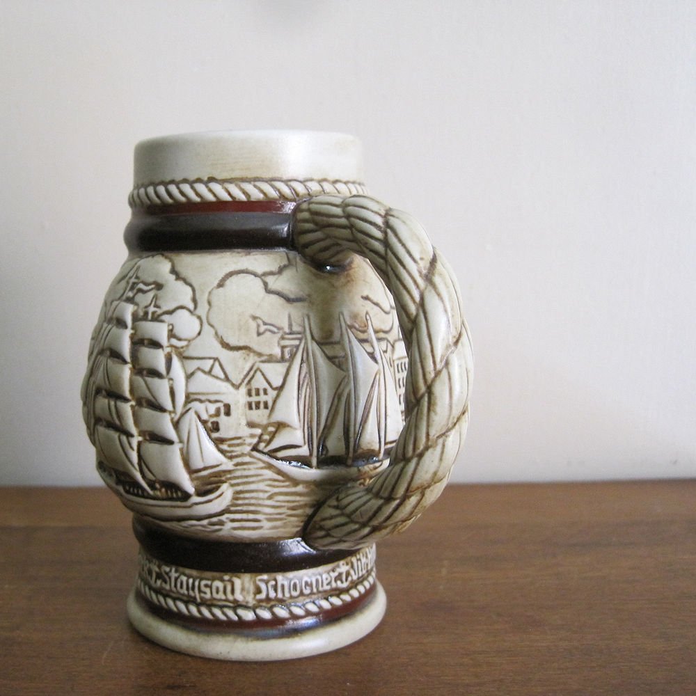 Sailing Ships Beer Stein Avon Collectible 1982 Schooner Chandlery