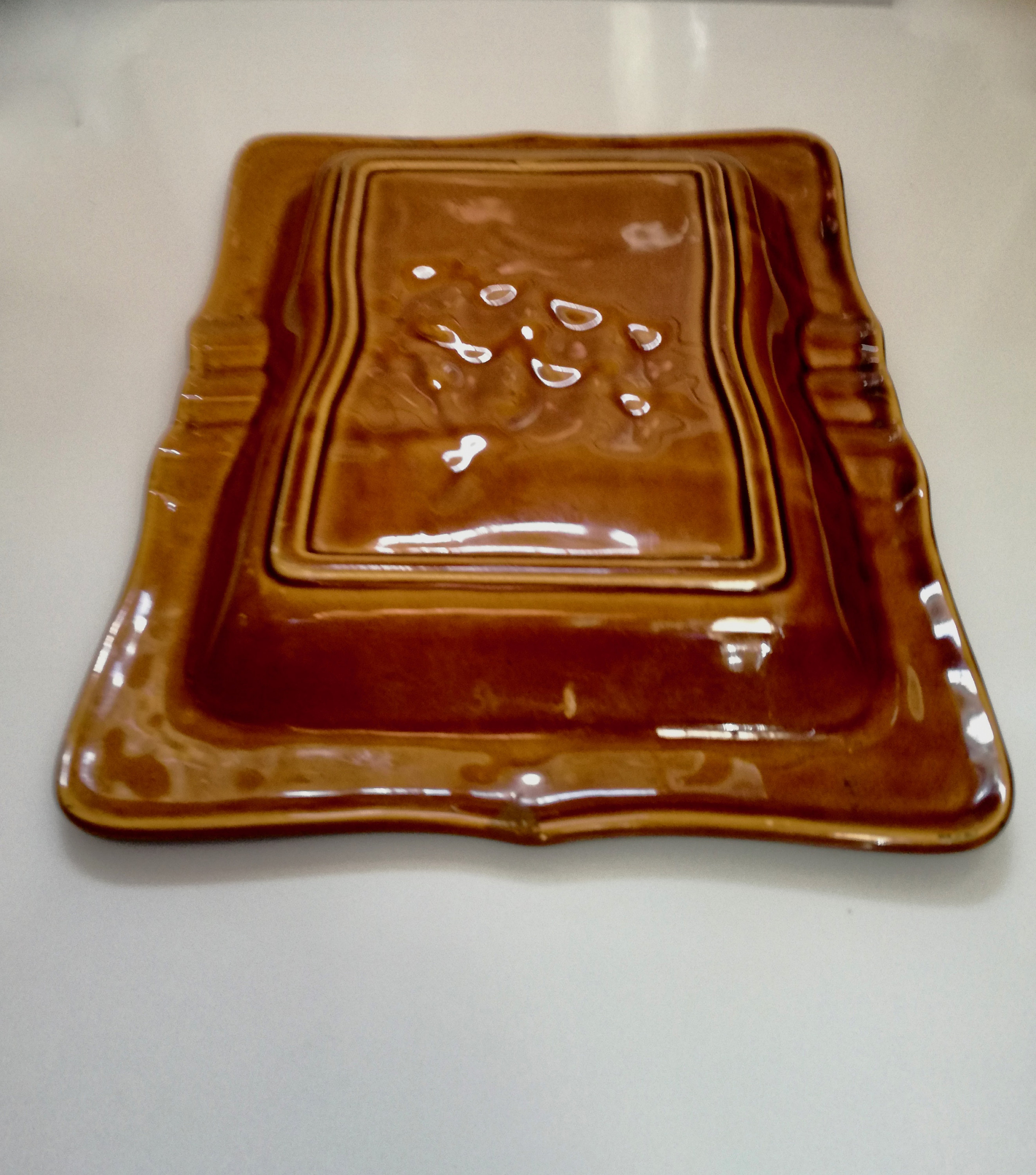 vintage Sailboat ashtray ceramic emerald green, vintage schooner, large