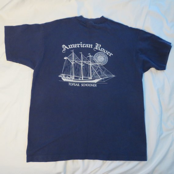 T-shirt Vintage FLORIDA Années 90 Motif Bateau à Voile Néon - Taille XL, Coton - Occasion Très Bon état