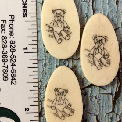 1 1/8" x 5/8" x 1/8" Bone Teddy Bear Scrimshaw Pieces