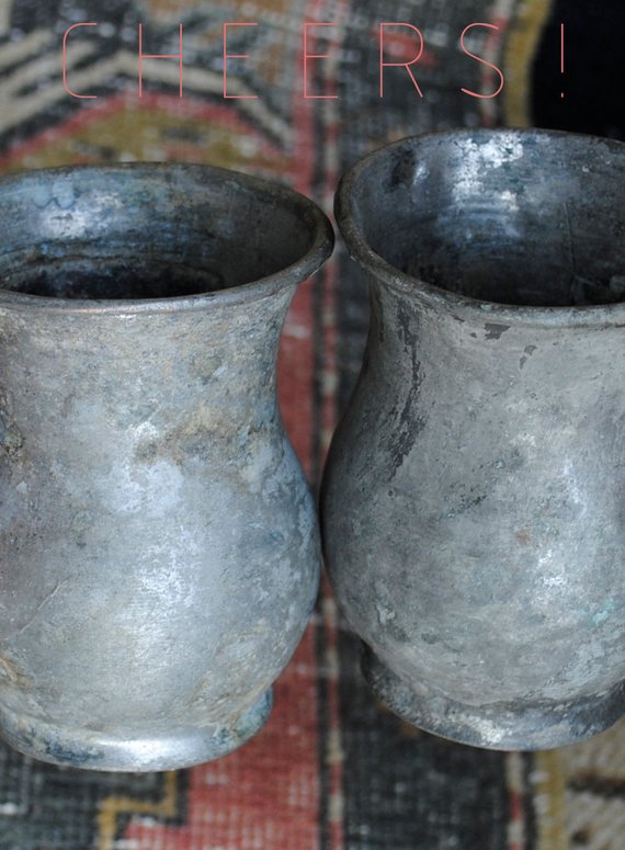 Vintage Tin Metal Pot, Metal Tankard, Stoup, Pannikin, Decorative Metal