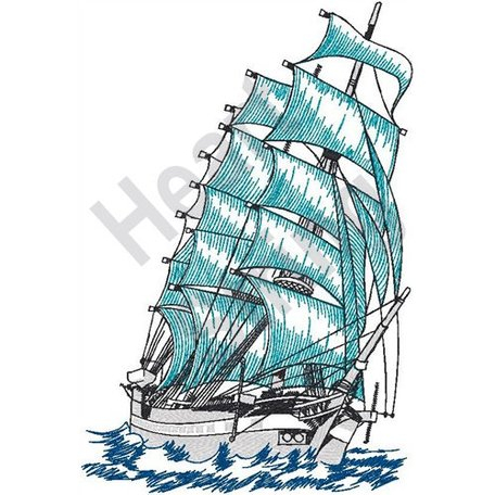 Clipper Ship Pattern Clipper Ship Blue - Machine Embroidery Design, Embroidery Patterns ...