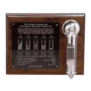 Weems & Plath Chrome Stormglass Display, 8×10 Wood Display with engraved plate for #201