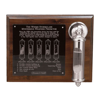 Weems & Plath Chrome Stormglass Display, 8×10 Wood Display with engraved plate for #201