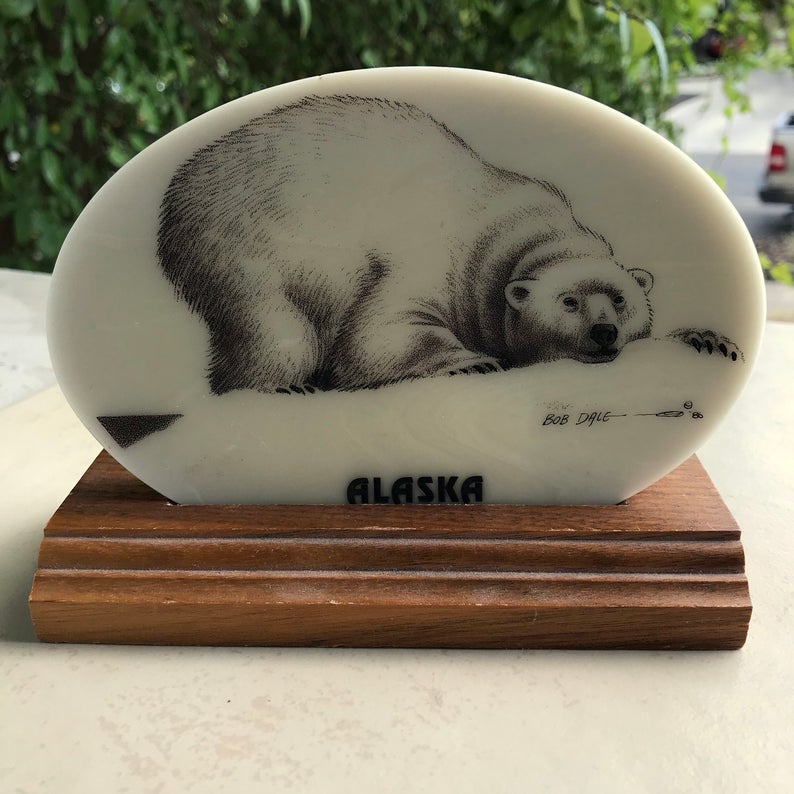 Vintage Kiana The Alaska Mint Bob Dale 1986 polar bear etching with