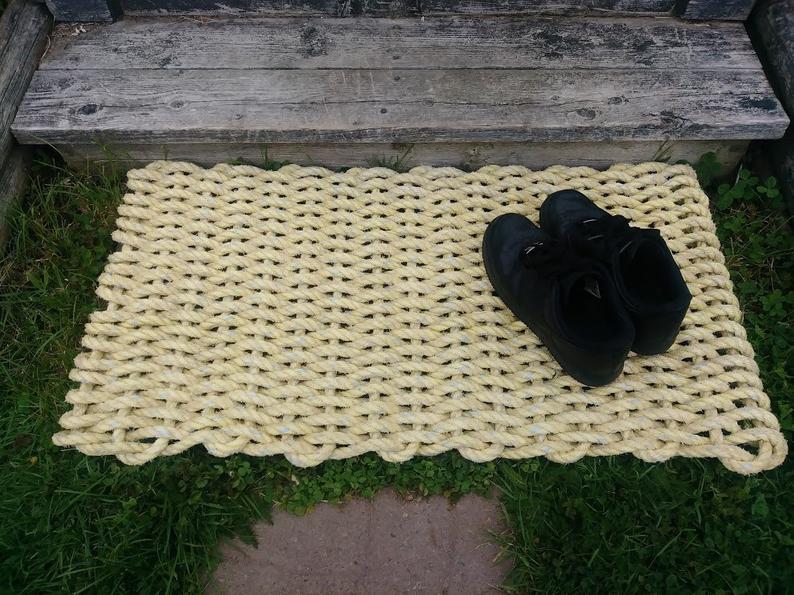 Maine Rope Entry Rug Doormat Recycled Reclaimed Lobster Rope Mat