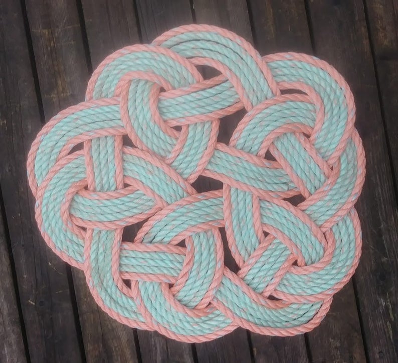 Fisherman Knot Lobster Rope Mat Kringle Knot Rope Mat Handwoven Doormat