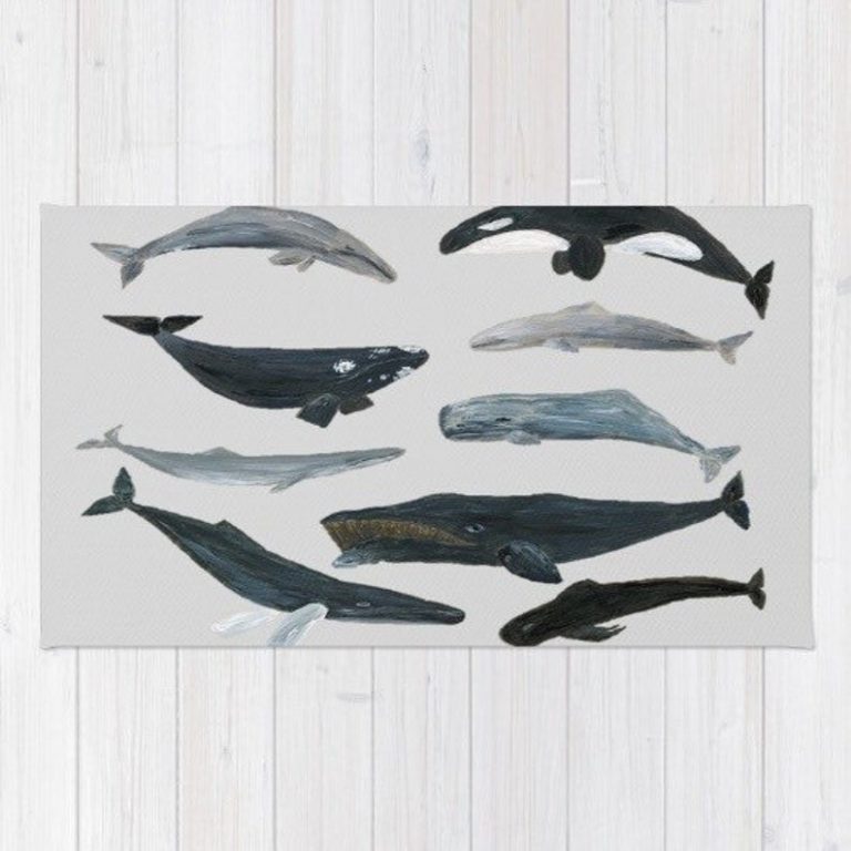 Whale Area Rug, ocean rug, nautical rug, sea rug, beach house rug, grey