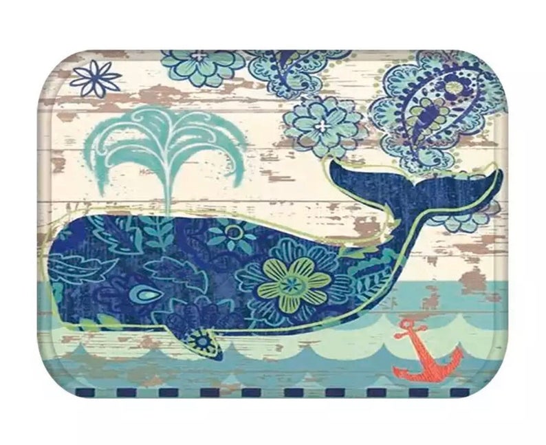 Whale Rug Mat Bathroom Kitchen Door 40 X 60 Cm Plush Schooner Chandlery