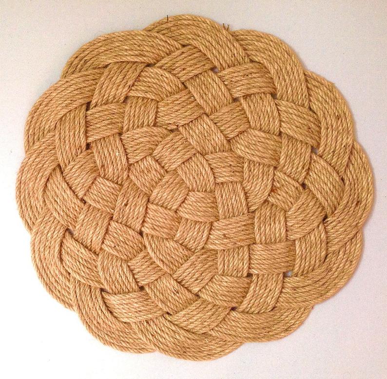 24″ Nautical Circle Jute Rug Schooner Chandlery