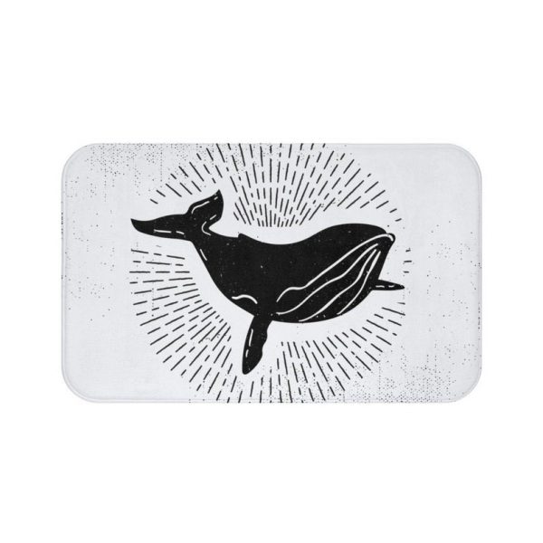 Whale Bath Mat Sea Fish Bathroom Rug Nautical Memory Foam Shower
