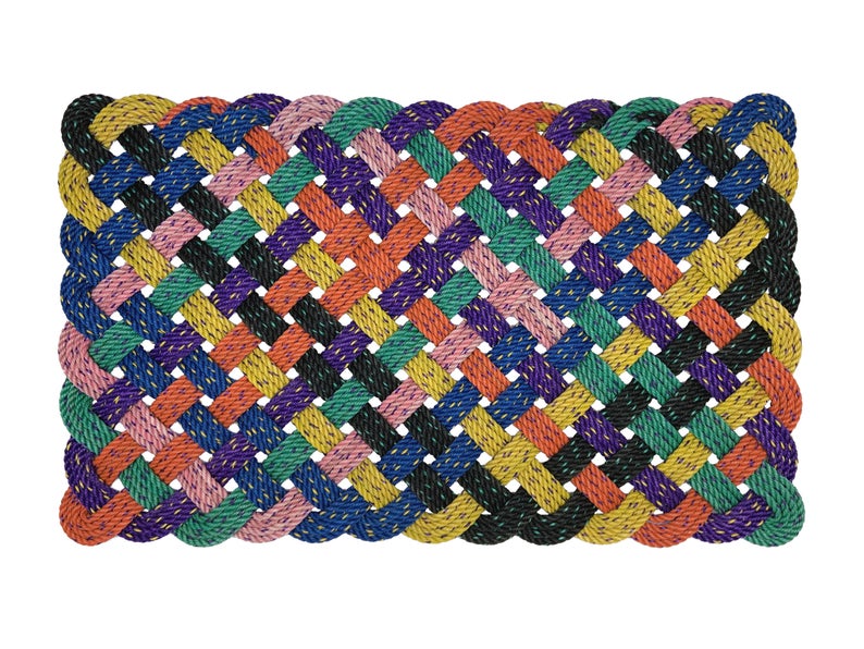 Medium Maine Rope Rug, Upcycled lobster rope, Maine made, Nautical mat, Durable indoor