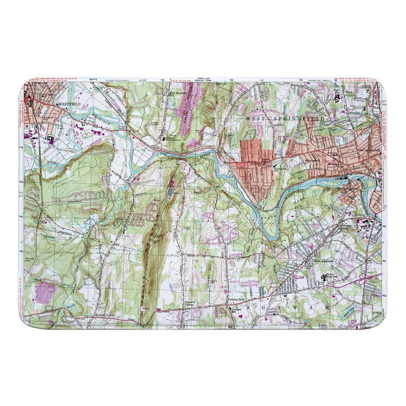 MA West Springfield, Agawam, MA (1958) Topo Map Memory Foam Bath Mat