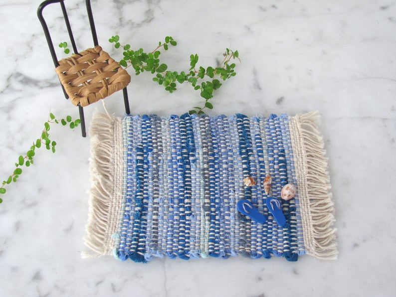 Dollhouse Miniature Rag Rug, 1:12 Artisan Furniture Modern Beach ...
