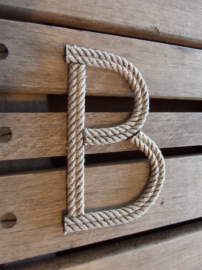 8" Rope Letters Personalize MADE TO ORDER Alphabet Nautical Decor Text Letters Natural or Green