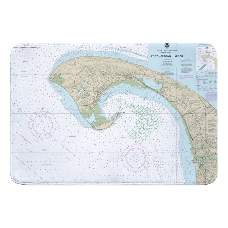 MA Provincetown, MA Nautical Chart Memory Foam Bath Mat, Map Floor Mat