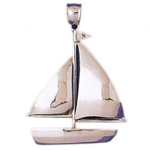 14k Yellow Gold Yatch Pendant 31mm x 25mm