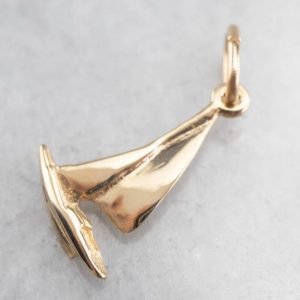 14k Gold Nautical Charm Pendant 3D 2-piece Kedge Anchor Movable High Polish