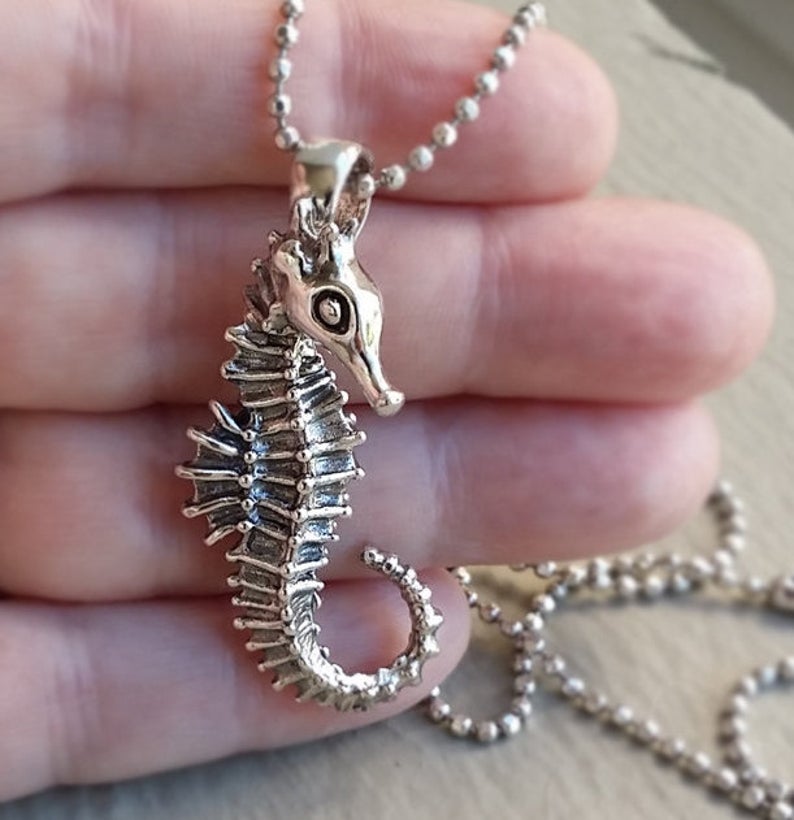 Sterling Silver Seahorse Pendant, Sterling Silver Ocean Inspired