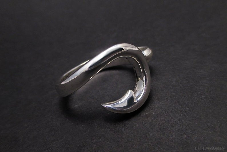 Fish Hook Ring Sterling silver Schooner Chandlery