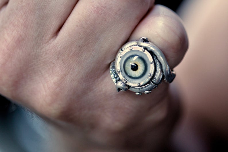 Octopus tentacle ring sterling silver 