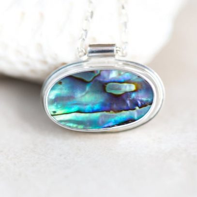 Abalone Shell Pendant, Blue Paua Pendant, Abalone Shell Necklace, Blue ...