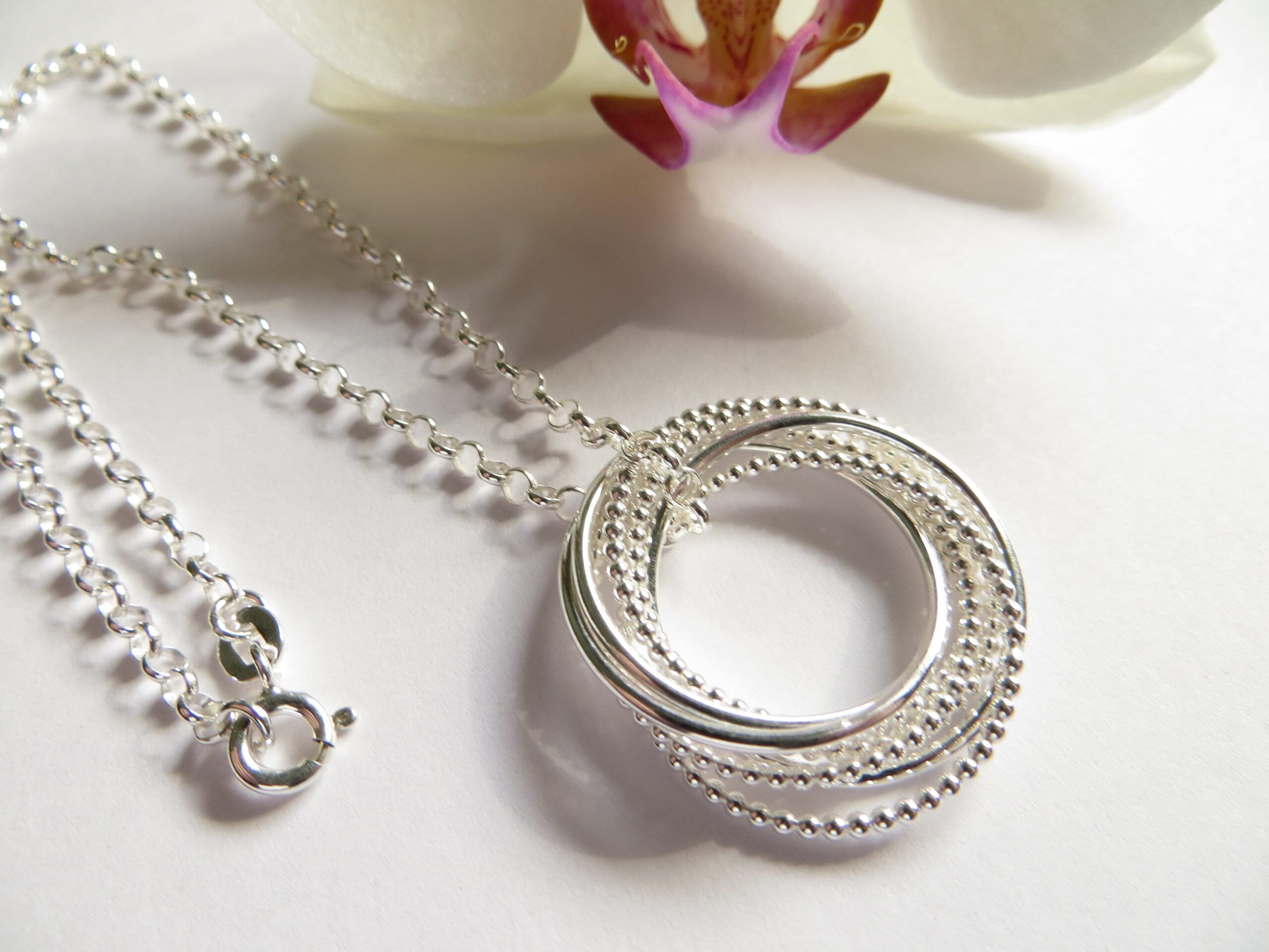 Sterling Silver Seven Rings Necklace, Convertible Rolo Chain | Schooner ...